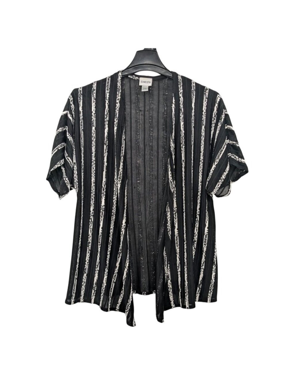 Vtg Chicos Mesh Sheer Striped Open Cardigan Minimalist Resort Office Chic Medium